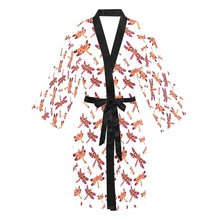 Load image into Gallery viewer, Gathering White Long Sleeve Kimono Robe Long Sleeve Kimono Robe e-joyer 
