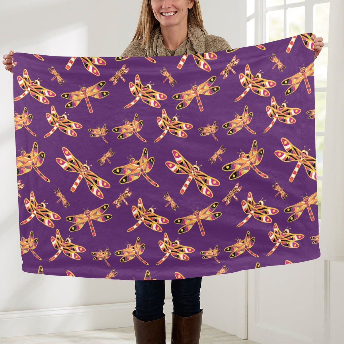 Gathering Yellow Purple Large Baby Blanket by 49 Dzine