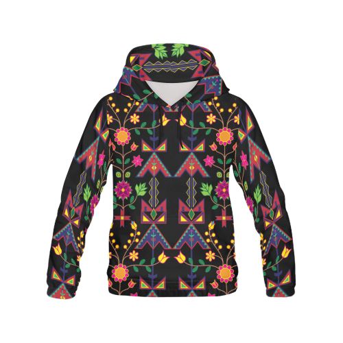 Geometric Floral Spring-Black All Over Print Hoodie for Men (USA Size) (Model H13) All Over Print Hoodie for Men (H13) e-joyer 