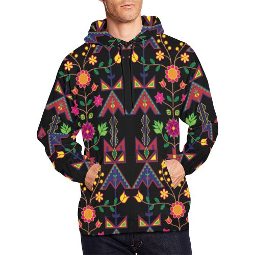 Geometric Floral Spring-Black All Over Print Hoodie for Men (USA Size) (Model H13) All Over Print Hoodie for Men (H13) e-joyer 