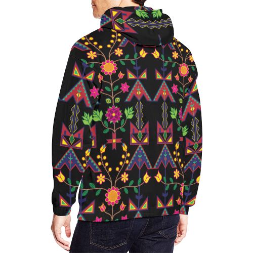 Geometric Floral Spring-Black All Over Print Hoodie for Men (USA Size) (Model H13) All Over Print Hoodie for Men (H13) e-joyer 