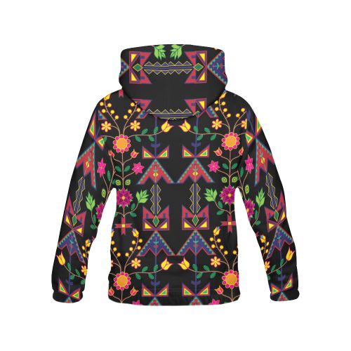 Geometric Floral Spring-Black All Over Print Hoodie for Men (USA Size) (Model H13) All Over Print Hoodie for Men (H13) e-joyer 