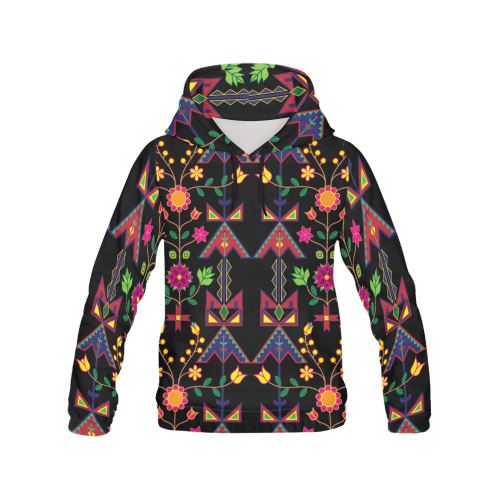 Geometric Floral Spring Black Hoodie for Men by 49 Dzine