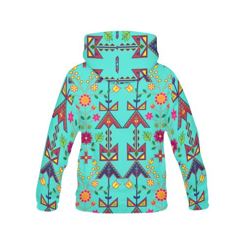 Geometric Floral Spring-Sky All Over Print Hoodie for Men (USA Size) (Model H13) All Over Print Hoodie for Men (H13) e-joyer 