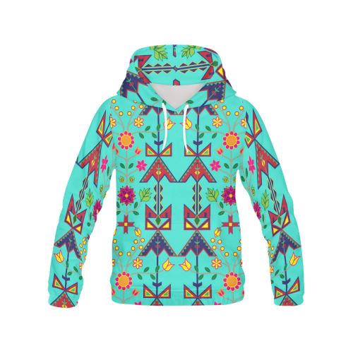 Geometric Floral Spring-Sky All Over Print Hoodie for Men (USA Size) (Model H13) All Over Print Hoodie for Men (H13) e-joyer 