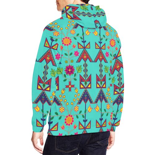 Geometric Floral Spring-Sky All Over Print Hoodie for Men (USA Size) (Model H13) All Over Print Hoodie for Men (H13) e-joyer 