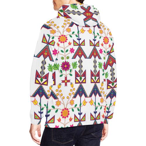 Geometric Floral Spring-White All Over Print Hoodie for Men (USA Size) (Model H13) All Over Print Hoodie for Men (H13) e-joyer 