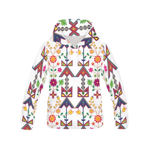 Geometric Floral Spring-White All Over Print Hoodie for Men (USA Size) (Model H13) All Over Print Hoodie for Men (H13) e-joyer 