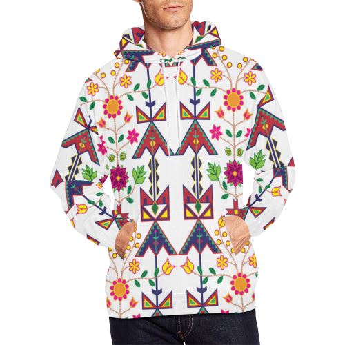 Geometric Floral Spring-White All Over Print Hoodie for Men (USA Size) (Model H13) All Over Print Hoodie for Men (H13) e-joyer 