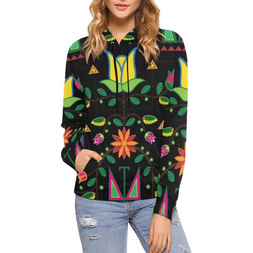 Geometric Floral Summer All Over Print Hoodie for Women (USA Size) (Model H13) All Over Print Hoodie for Women (H13) e-joyer 