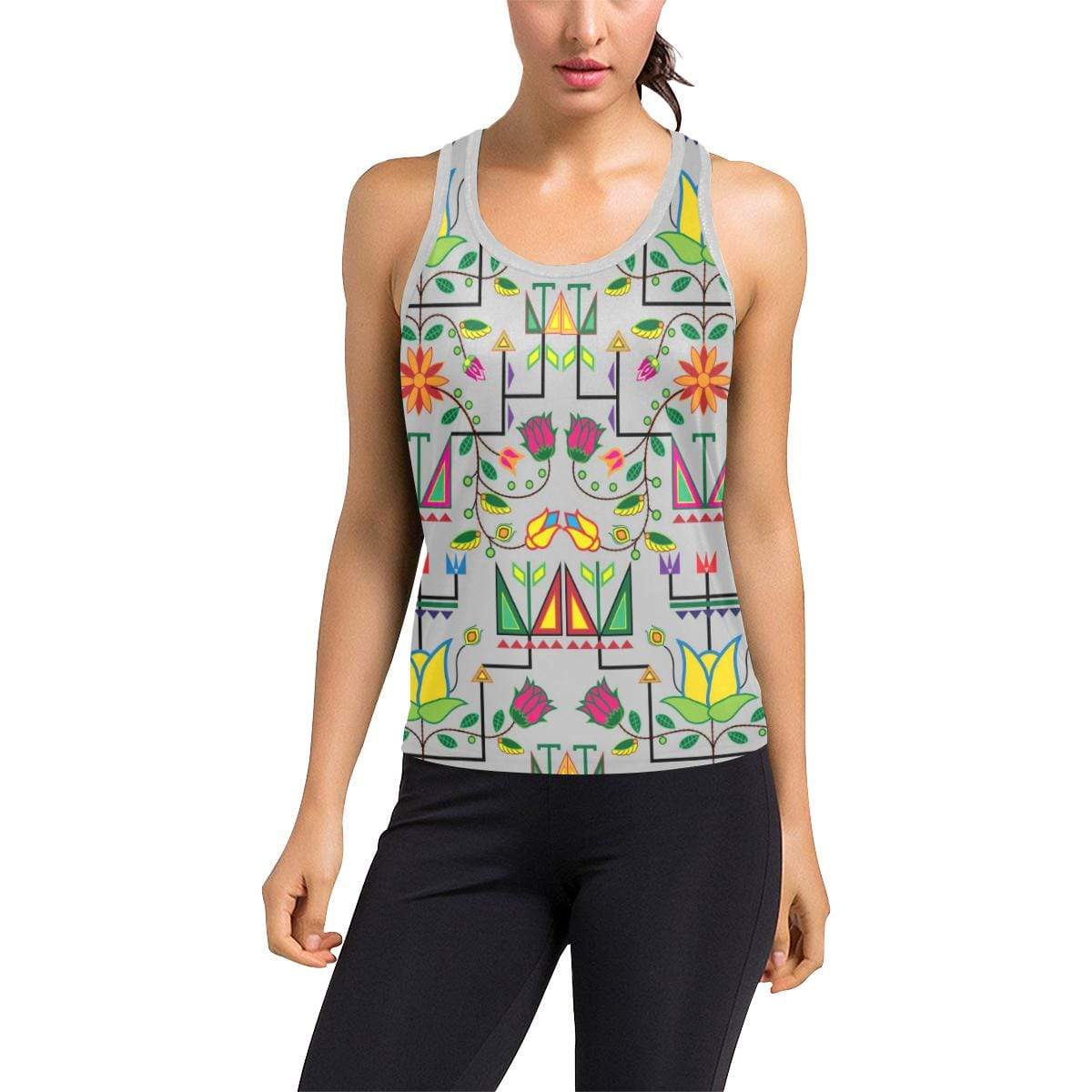 Geometric Floral Summer Racerback Tank Top