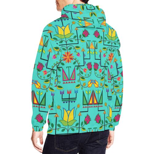 Geometric Floral Summer-Sky All Over Print Hoodie for Men (USA Size) (Model H13) All Over Print Hoodie for Men (H13) e-joyer 