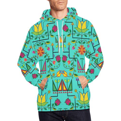 Geometric Floral Summer-Sky All Over Print Hoodie for Men (USA Size) (Model H13) All Over Print Hoodie for Men (H13) e-joyer 