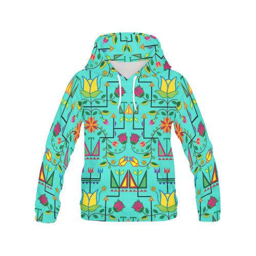 Geometric Floral Summer-Sky All Over Print Hoodie for Men (USA Size) (Model H13) All Over Print Hoodie for Men (H13) e-joyer 