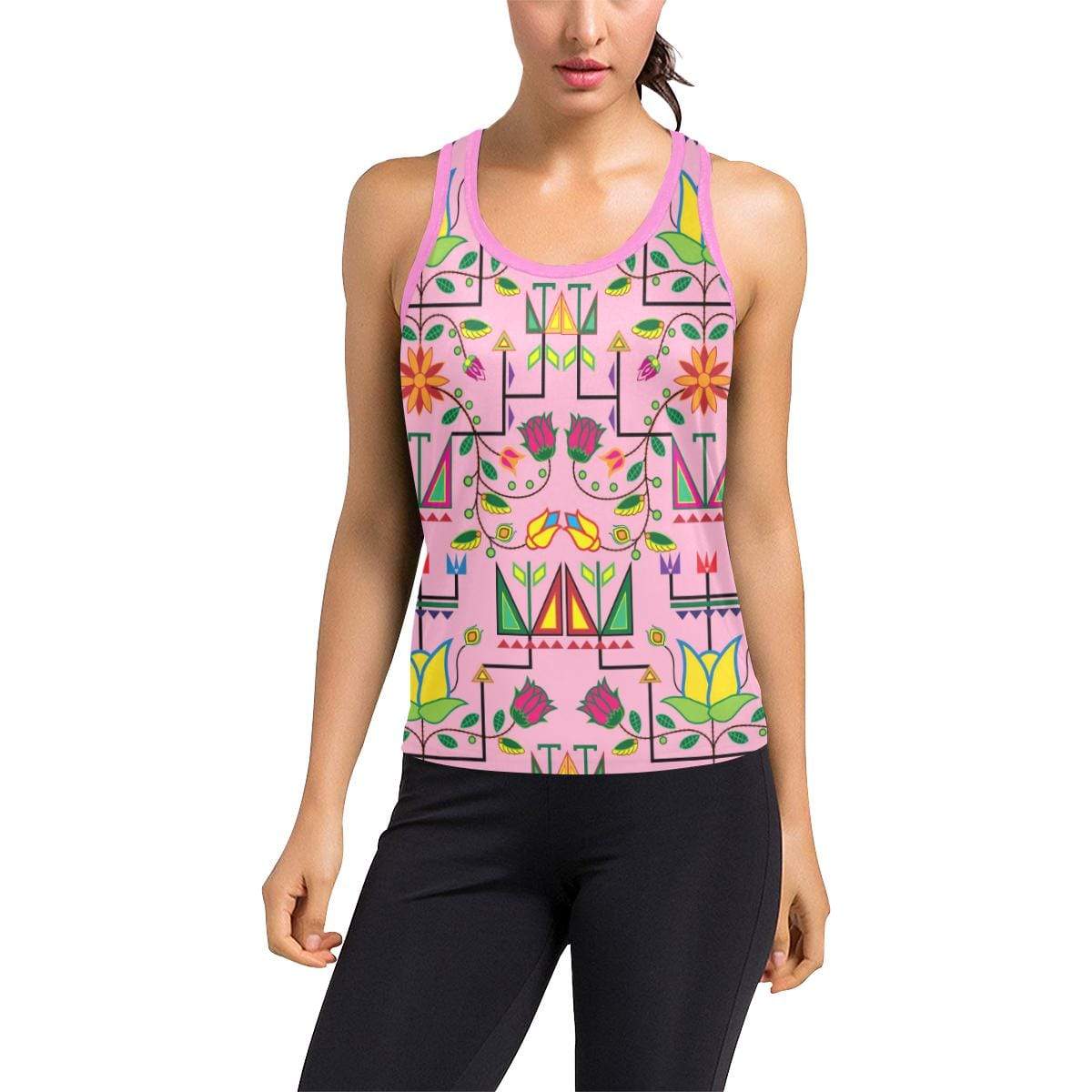 Geometric Floral Summer Racerback Tank Top