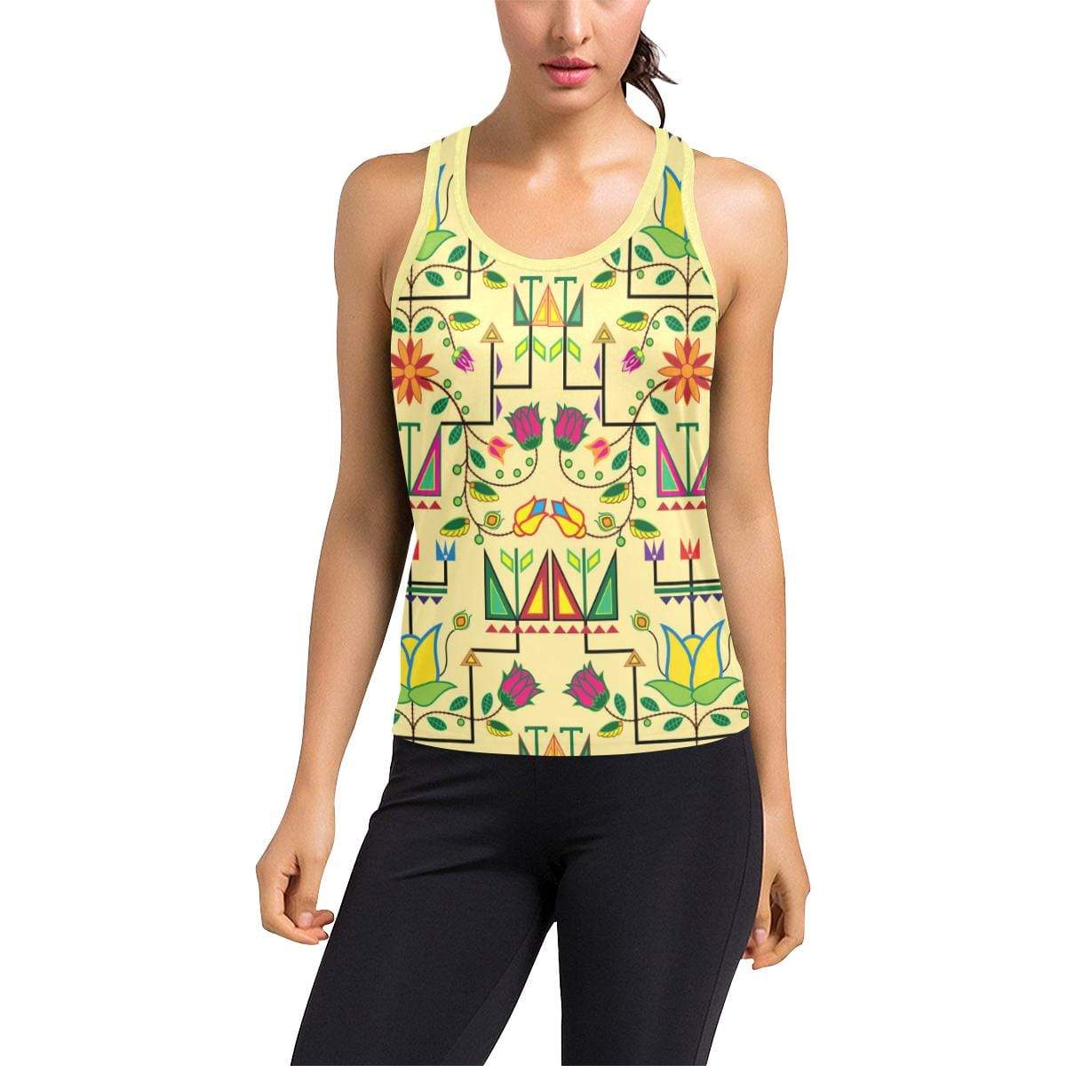 Geometric Floral Summer Racerback Tank Top