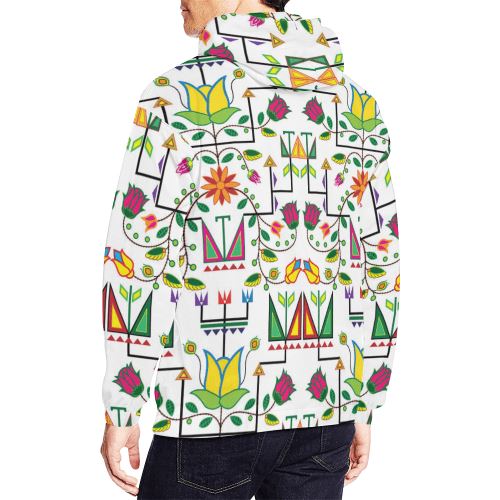 Geometric Floral Summer-White All Over Print Hoodie for Men (USA Size) (Model H13) All Over Print Hoodie for Men (H13) e-joyer 