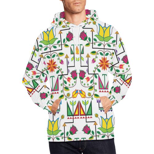 Geometric Floral Summer-White All Over Print Hoodie for Men (USA Size) (Model H13) All Over Print Hoodie for Men (H13) e-joyer 