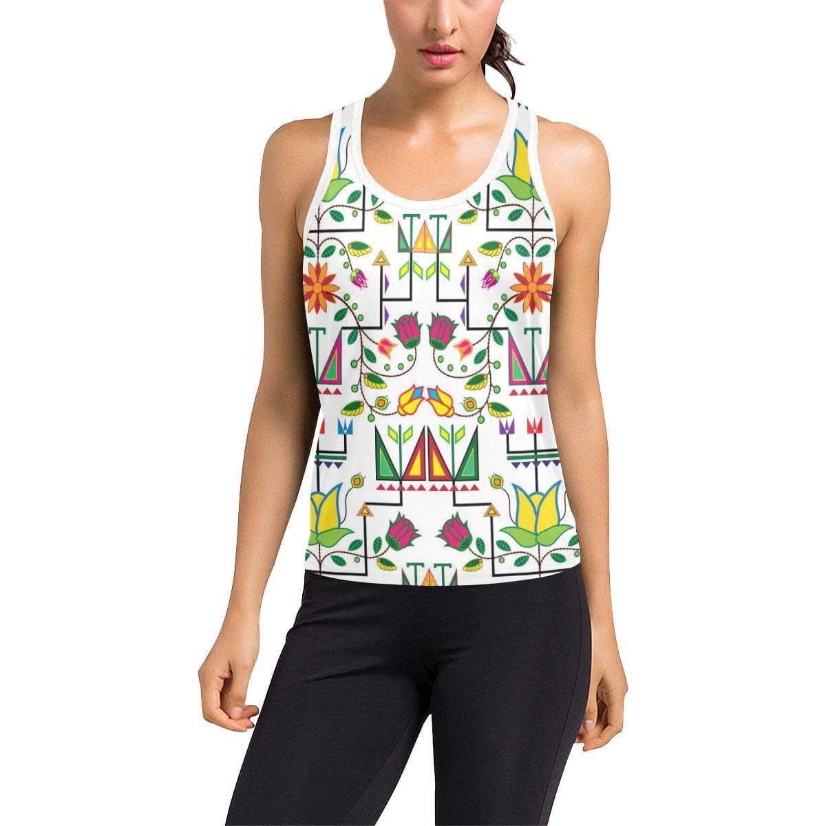 Geometric Floral Summer Racerback Tank Top
