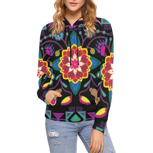 Geometric Floral Winter All Over Print Hoodie for Women (USA Size) (Model H13) All Over Print Hoodie for Women (H13) e-joyer 