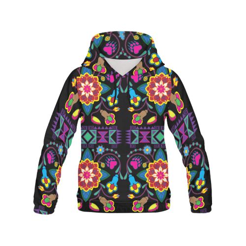 Geometric Floral Winter-Black All Over Print Hoodie for Men (USA Size) (Model H13) All Over Print Hoodie for Men (H13) e-joyer 