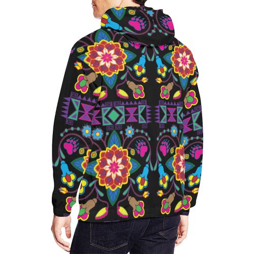 Geometric Floral Winter-Black All Over Print Hoodie for Men (USA Size) (Model H13) All Over Print Hoodie for Men (H13) e-joyer 