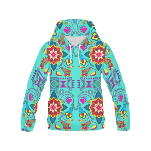 Geometric Floral Winter-Sky All Over Print Hoodie for Men (USA Size) (Model H13) All Over Print Hoodie for Men (H13) e-joyer 