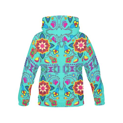 Geometric Floral Winter-Sky All Over Print Hoodie for Men (USA Size) (Model H13) All Over Print Hoodie for Men (H13) e-joyer 