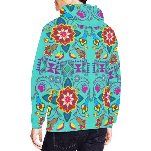 Geometric Floral Winter-Sky All Over Print Hoodie for Men (USA Size) (Model H13) All Over Print Hoodie for Men (H13) e-joyer 