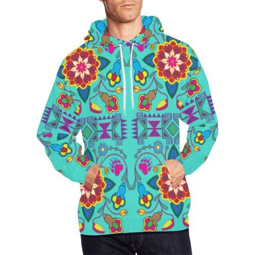 Geometric Floral Winter-Sky All Over Print Hoodie for Men (USA Size) (Model H13) All Over Print Hoodie for Men (H13) e-joyer 