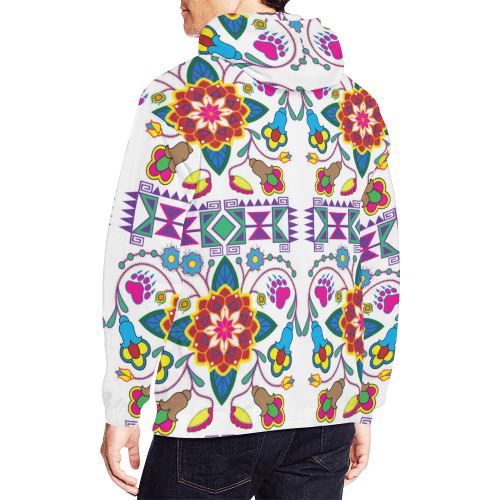 Geometric Floral Winter-White All Over Print Hoodie for Men (USA Size) (Model H13) All Over Print Hoodie for Men (H13) e-joyer 