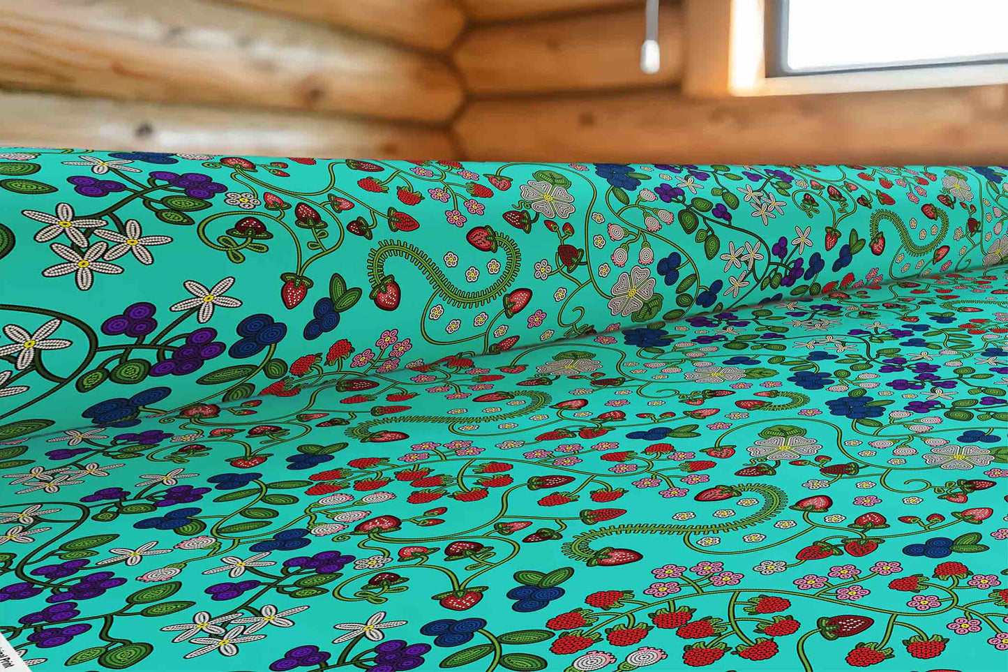 Grandmother's Stories Turquoise Fabric