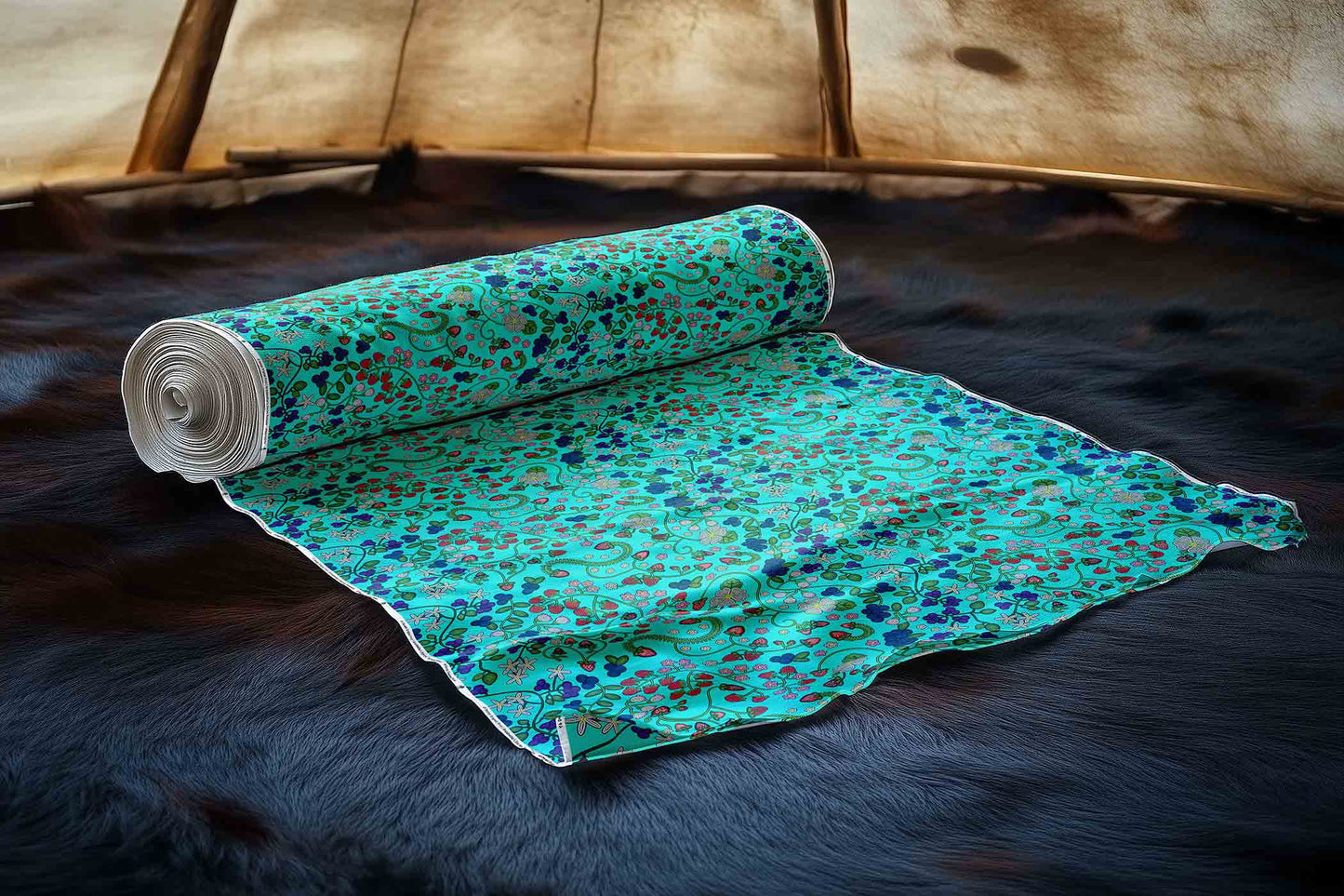 Grandmother's Stories Turquoise Fabric