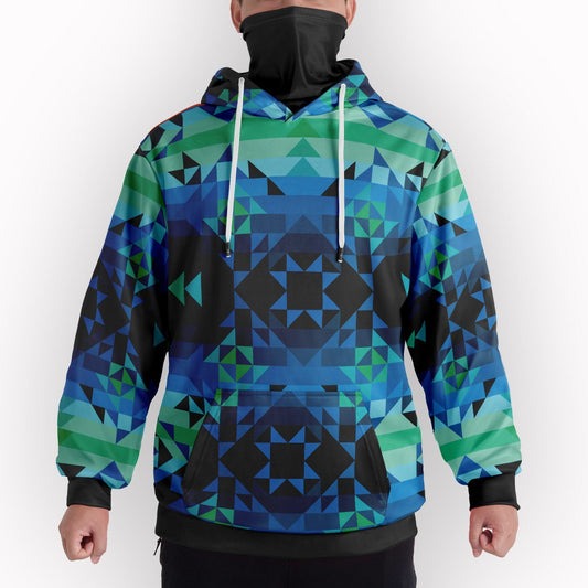 Geometric Star Hoodie With Half Balaclava