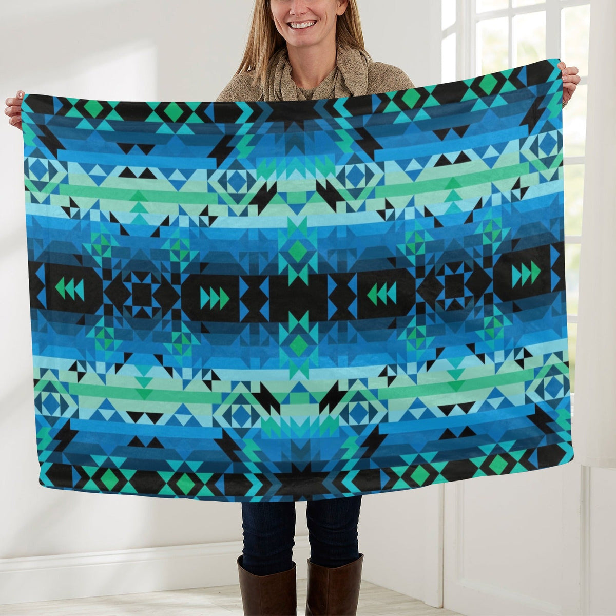 Green Star Large Baby Blanket by 49 Dzine