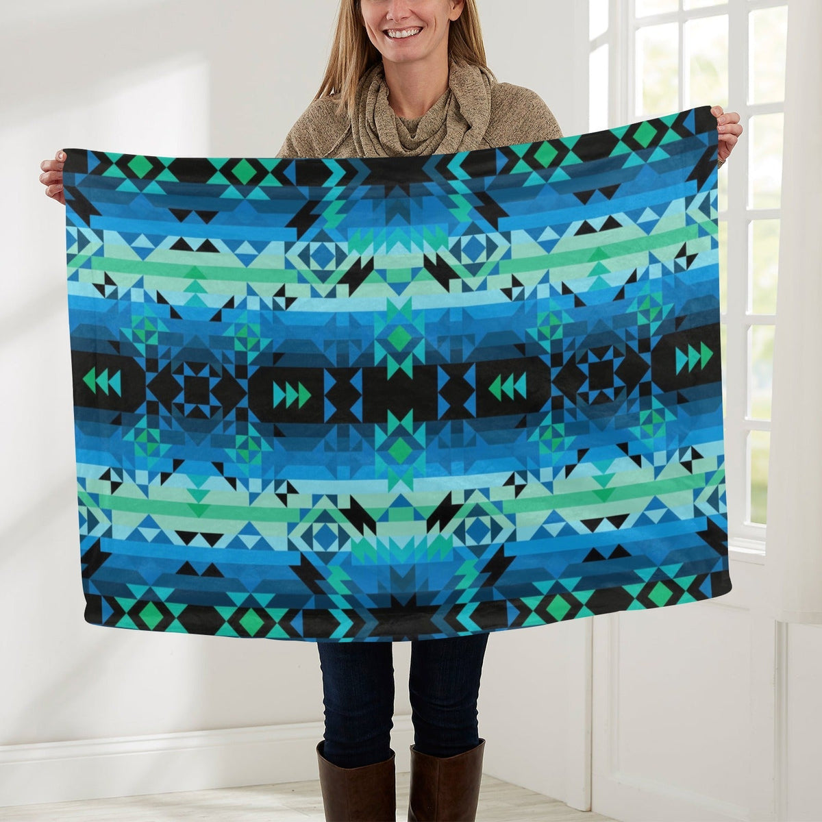 Green Star Small Baby Blanket by 49 Dzine