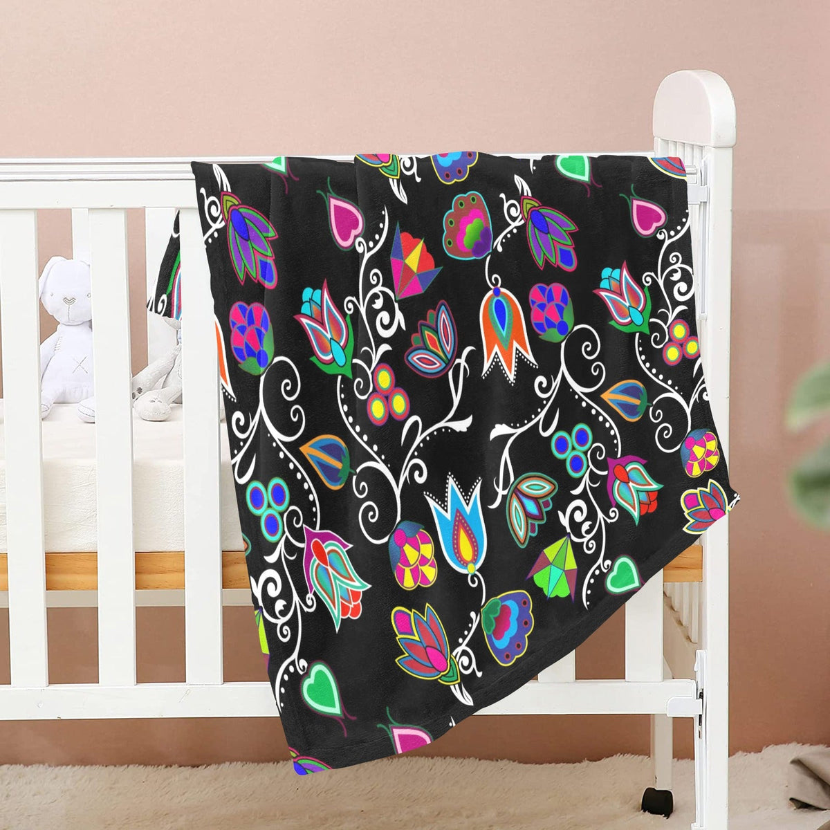 Indigenous Paisley Black Large Baby Blanket by 49 Dzine (image 2)