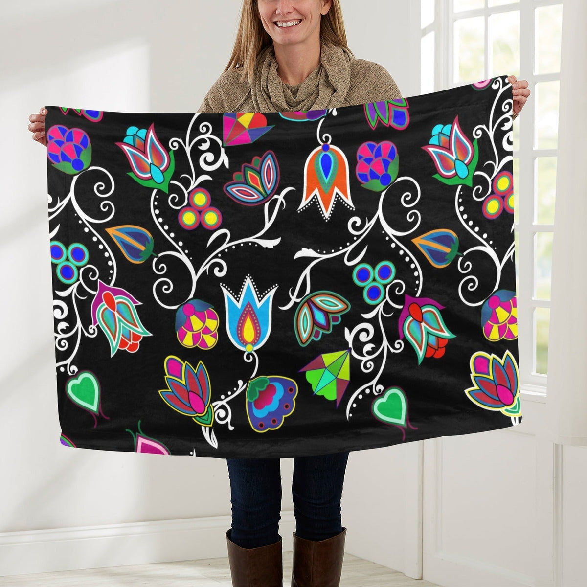 Indigenous Paisley Black Small Baby Blanket by 49 Dzine