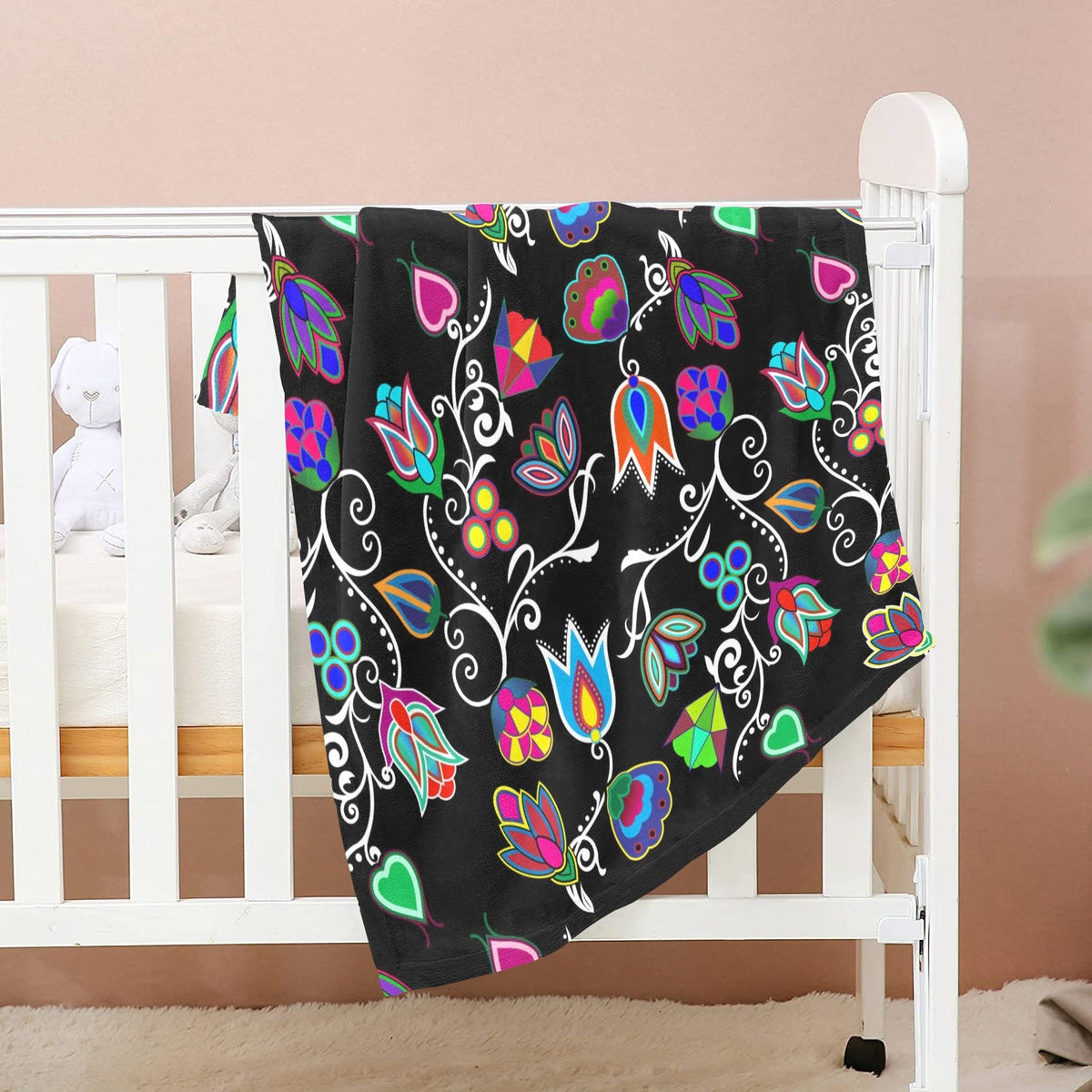 Indigenous Paisley Black Small Baby Blanket by 49 Dzine (image 2)