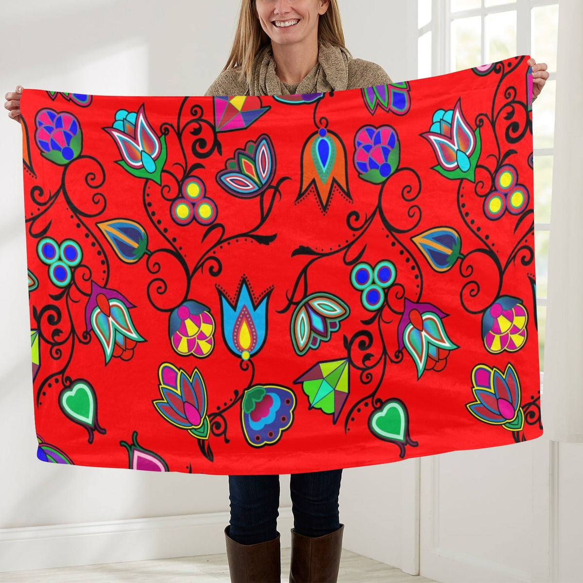 Indigenous Paisley Dahlia Large Baby Blanket by 49 Dzine
