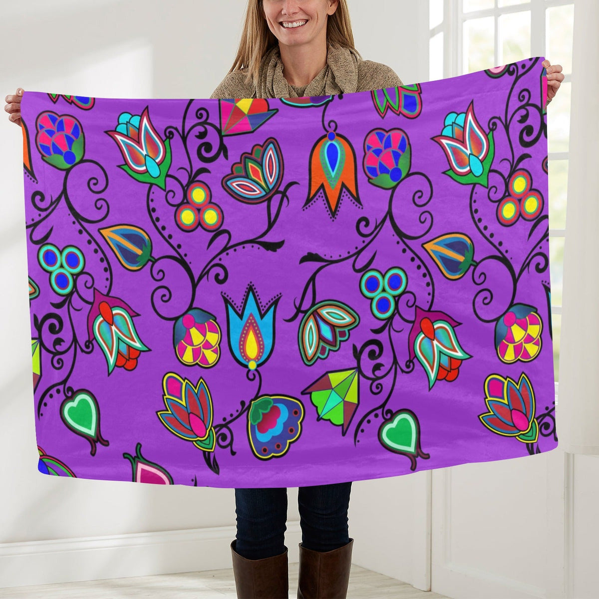 Indigenous Paisley Dark Orchid Large Baby Blanket by 49 Dzine
