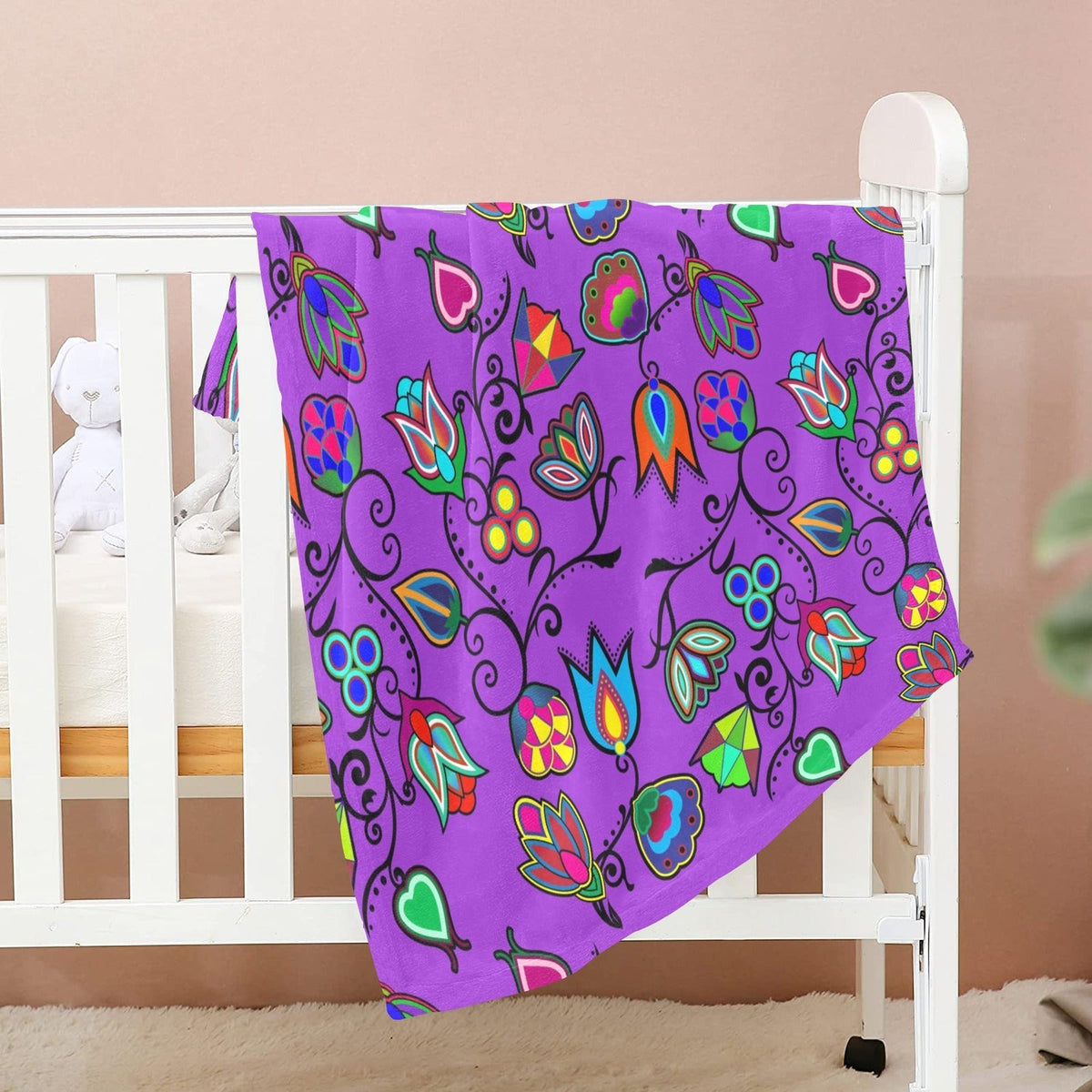Indigenous Paisley Dark Orchid Large Baby Blanket by 49 Dzine (image 2)