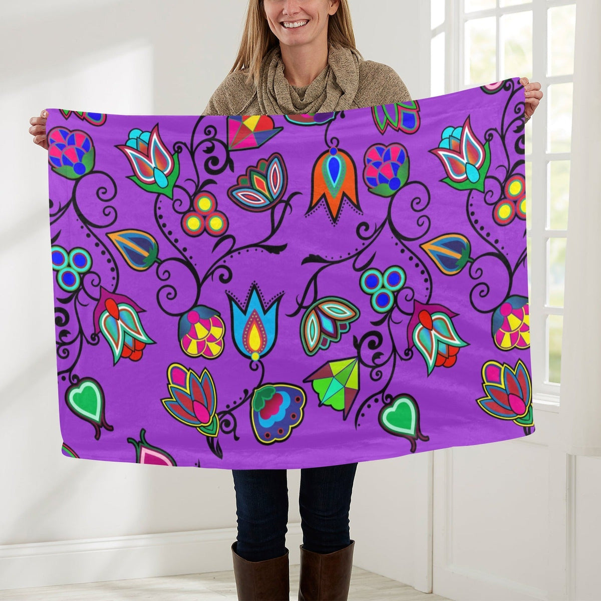 Indigenous Paisley Dark Orchid Small Baby Blanket by 49 Dzine