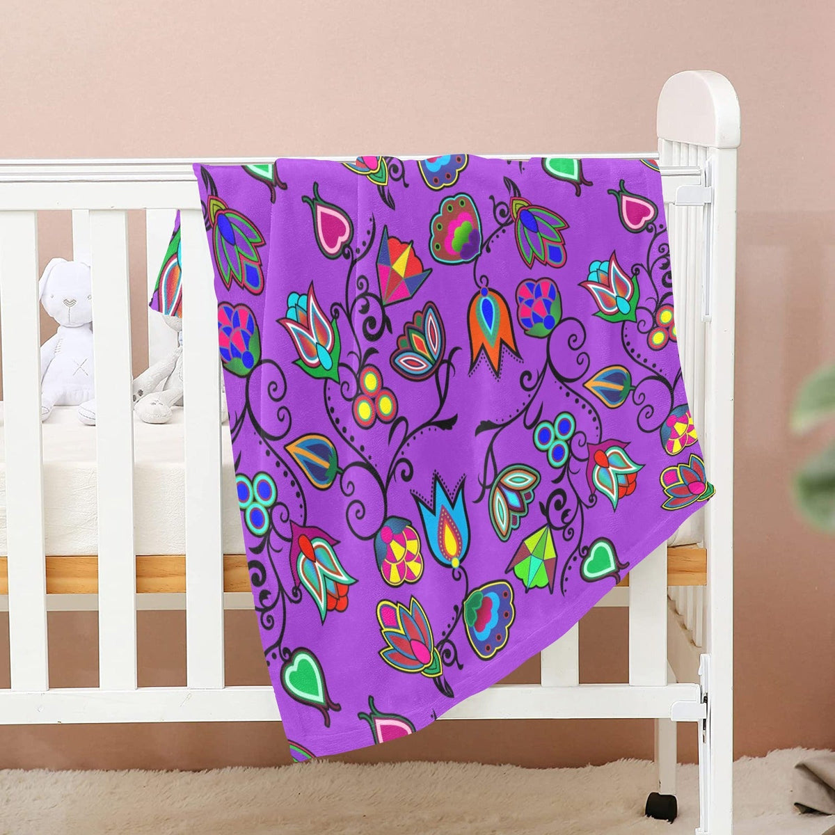 Indigenous Paisley Dark Orchid Small Baby Blanket by 49 Dzine (image 2)
