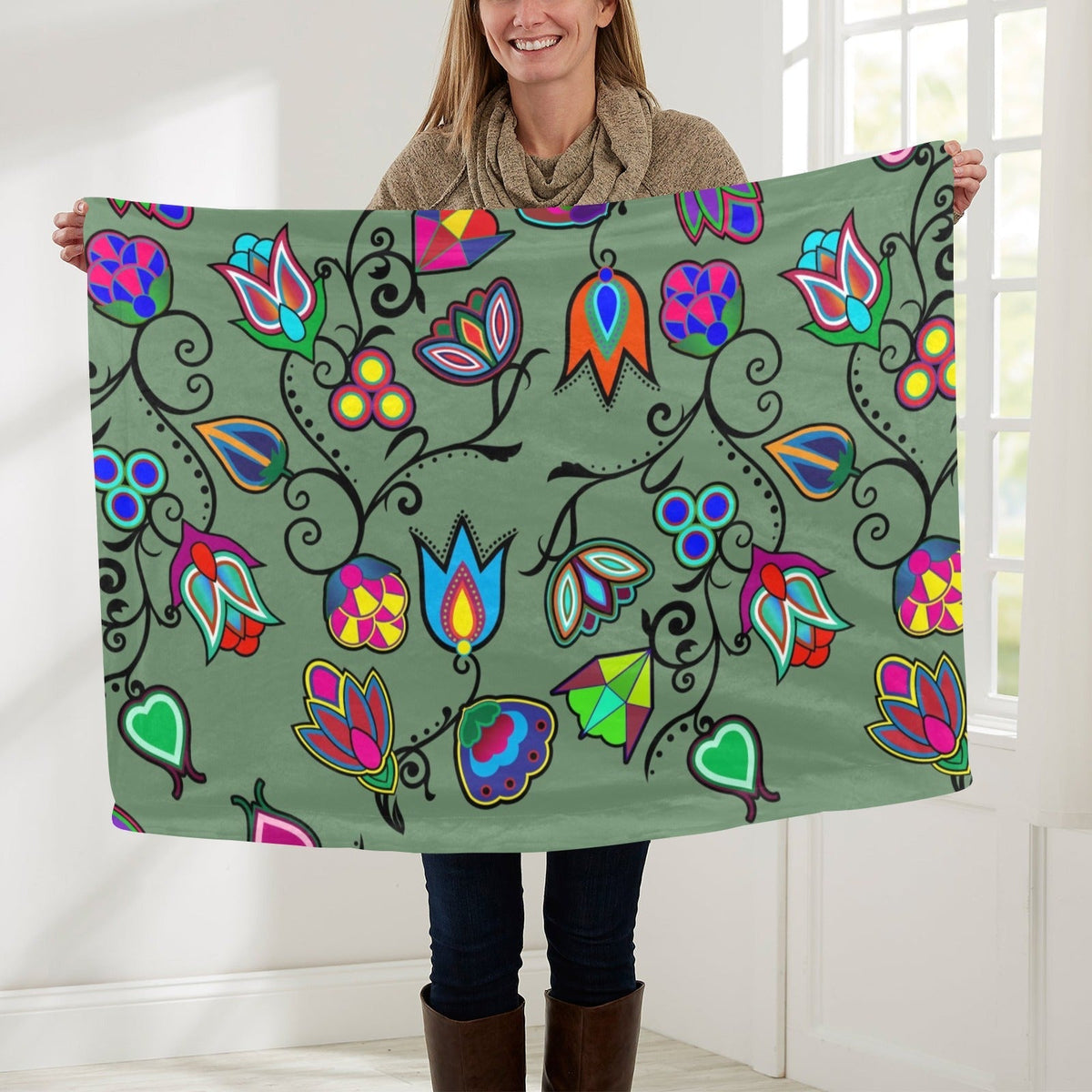 Indigenous Paisley Dark Sea Small Baby Blanket by 49 Dzine