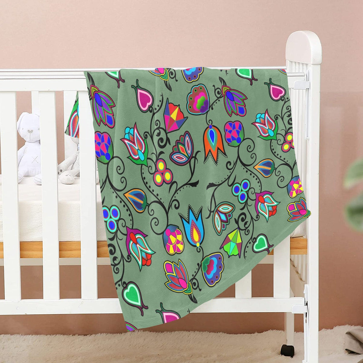 Indigenous Paisley Dark Sea Small Baby Blanket by 49 Dzine (image 2)