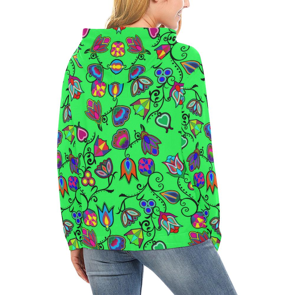 Indigenous Paisley - Green All Over Print Hoodie for Women (USA Size) (Model H13) All Over Print Hoodie for Women (H13) e-joyer 