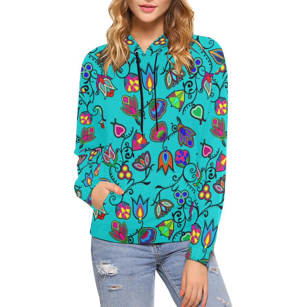 Indigenous Paisley - Sky All Over Print Hoodie for Women (USA Size) (Model H13) All Over Print Hoodie for Women (H13) e-joyer 