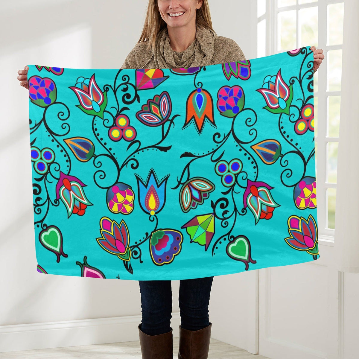 Indigenous Paisley Sky Small Baby Blanket by 49 Dzine