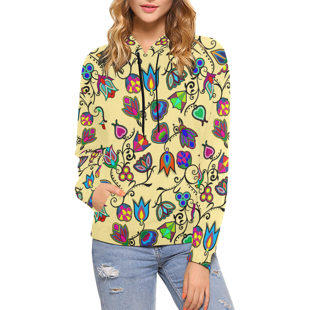 Indigenous Paisley - Vanilla All Over Print Hoodie for Women (USA Size) (Model H13) Hoodie e-joyer 